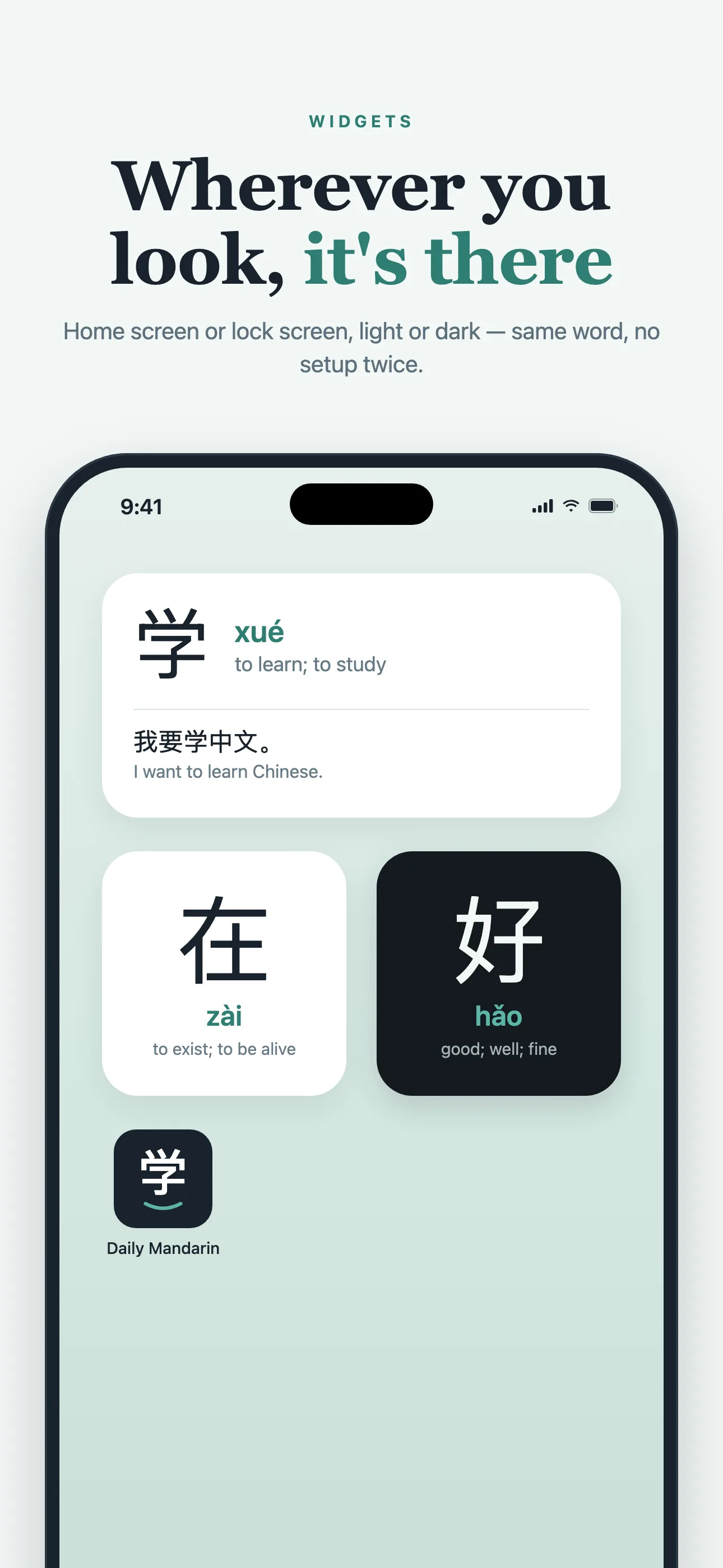 Home screen and lock screen widgets in every size, light and dark